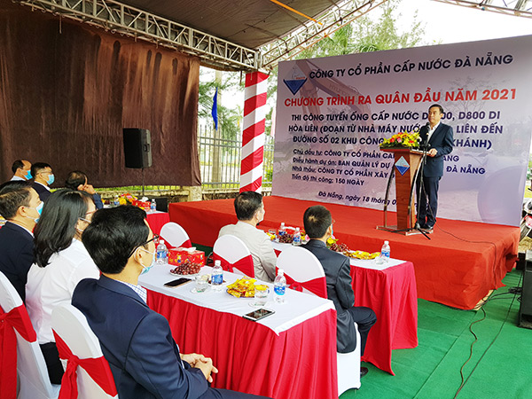 Chủ tịch TP Đà Nẵng tham dự lễ ra quân khởi công tuyến ống cấp nước trọng điểm do Công ty CP Cấp nước Đà Nẵng (là Công ty liên danh,liên kết của Công ty CP đầu tư Đà Nẵng – Miền Trung)